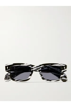 JACQUES MARIE MAGE Jeff Goldblum Jeff Sonnenbrille mit rechteckigem Rahmen aus Azetat mit Zebraprint - Men