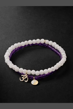 Sydney Evan Set aus zwei Armbändern mit Zierperlen aus mehreren Steinen und Details aus Gold mit Emaille und Diamanten - Men
