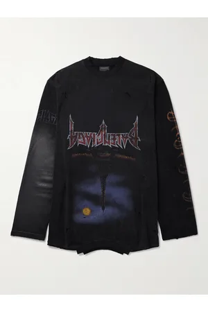 Balenciaga Oversized-Oberteil aus Stretch-Baumwoll-Jersey mit Logoprint in Distressed-Optik - Men - - 1
