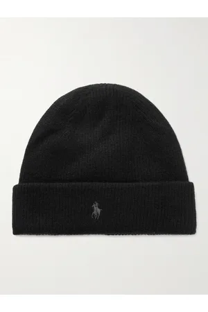 Ralph Lauren Beanie aus Kaschmir in Rippstrick mit Logostickerei - Men