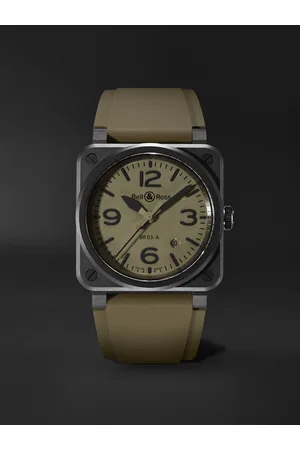 Bell & Ross BR 03 41 mm Uhr aus Keramik mit automatischem Aufzug und Kautschukarmband, Ref.-Nr.: BR03A-MIL-CE/SRB - Men