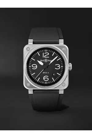 Bell & Ross BR 03 Automatic 41 mm Uhr aus Edelstahl mit Kautschukarmband, Ref.-Nr. BR03A-BL-ST/SRB - Men