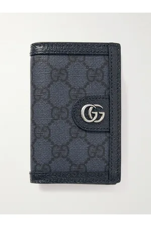 Gucci Aufklappbares Kartenetui aus beschichtetem Canvas mit Lederbesatz und Logomuster - Men