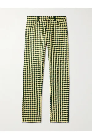 Bottega Veneta Gerade geschnittene zweifarbige Hose aus Intrecciato-Leder - Men - - IT 48