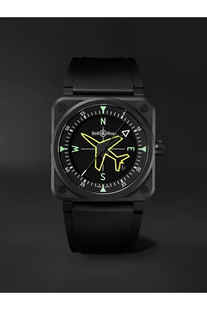 Bell & Ross BR 03 Gyrocompass 41 mm Uhr aus Keramik mit automatischem Aufzug und Kautschukarmband in limitierter Auflage, Ref.-Nr.: BR03A-CPS-CE/SRB - Men