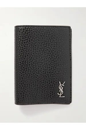 Saint Laurent Tiny Cassandre aufklappbares Portemonnaie aus vollnarbigem Leder mit Logoapplikation - Men