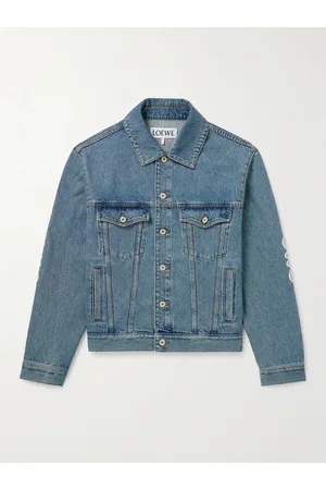 Loewe Anagram Jeansjacke mit Lederbesatz und Cut-out - Men - - IT 48