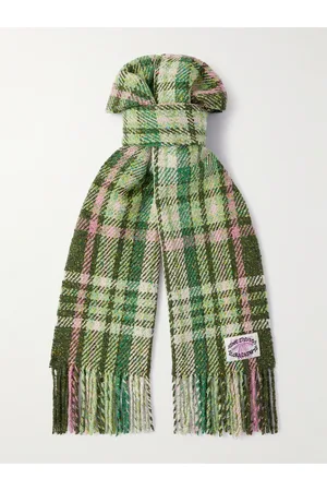Acne Studios Volano karierter Strickschal mit Logoapplikation und Fransen - Men