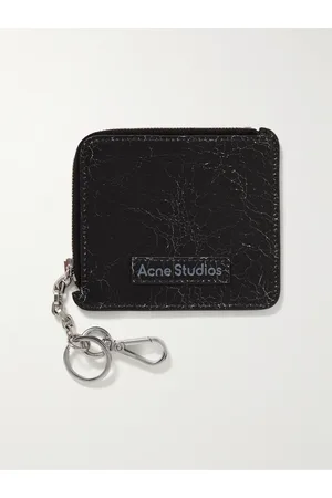 Acne Studios Portemonnaie aus Craquelé-Leder mit Reißverschluss über drei Seiten und Logoprint - Men