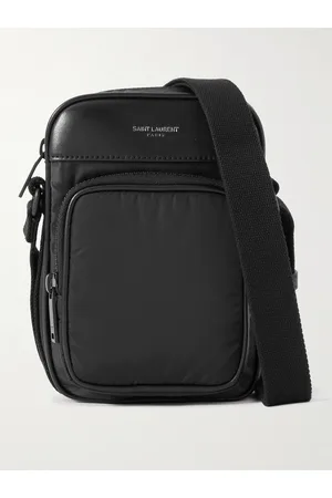 Saint Laurent City mini Kameratasche aus Shell mit Lederbesatz und Logoprint - Men