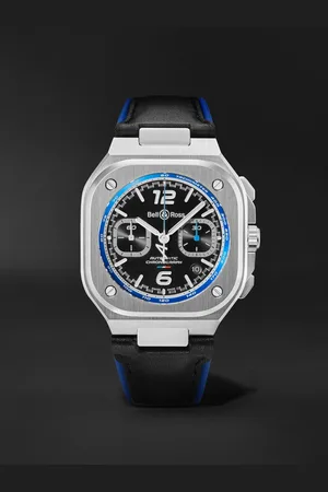 Bell & Ross BR 05 Alpine Chronograph 42 mm Uhr aus Edelstahl mit automatischem Aufzug und Lederarmband, Ref.-Nr.: BR05C-A523-ST/SCA - Men