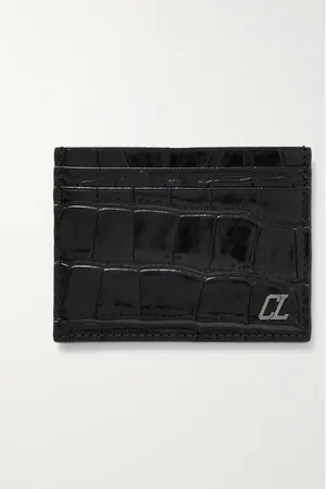 Christian Louboutin Kartenetui aus Glanzleder mit Krokodileffekt und Logoapplikation - Men