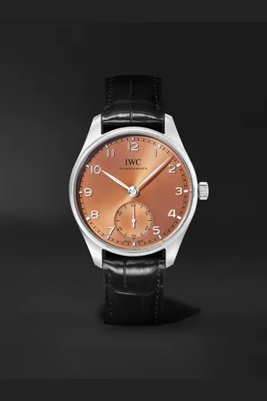 IWC SCHAFFHAUSEN Portugieser 40,4 mm Uhr aus Edelstahl mit automatischem Aufzug und Alligatorlederarmband, Ref.-Nr.: IWIW358313 - Men