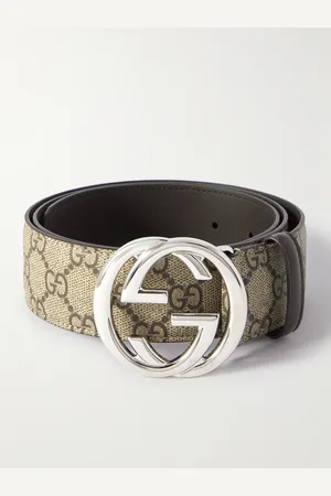 Gucci Gürtel aus beschichtetem Canvas mit Logomuster und Lederbesatz, 4 cm - Men - - EU 80