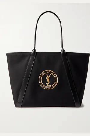 Saint Laurent Tote aus Baumwollgabardine mit Lederbesatz und Logostickerei - Men