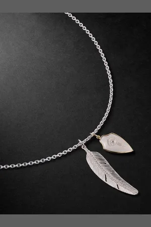 JACQUIE AICHE Anhängerkette aus Sterlingsilber mit Detail aus 14 Karat Gold und Diamanten - Men