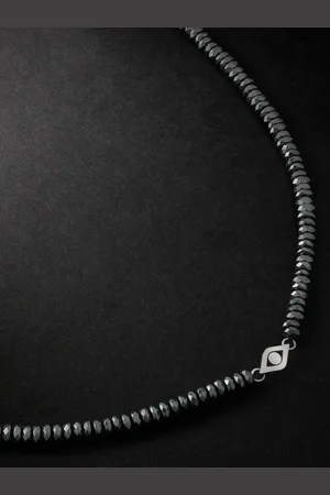 Sydney Evan Kette mit Zierperlen aus Hämatit und Detail aus Weißgold - Men