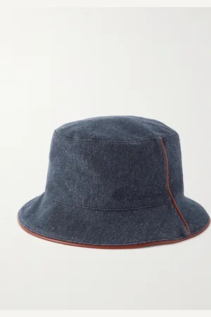 Loro Piana Fischerhut aus Denim mit Lederbesatz und Logostickerei - Men - - S