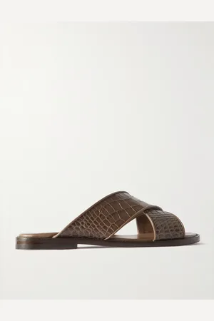 Manolo Blahnik Otawi Pantoletten aus Leder mit Krokodileffekt - Men - - UK 8