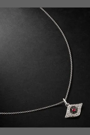 Ileana Makri Kitten Eye Anhängerkette aus Weißgold mit Diamanten und Rubin - Men