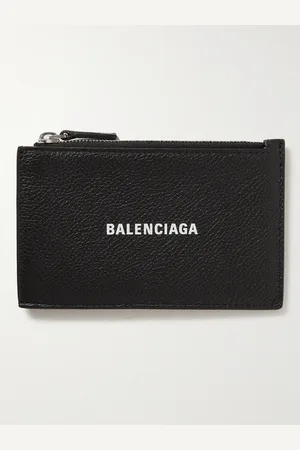 Balenciaga Cash Logo-Print Full-Grain Leather Zipped Cardholder - Men
