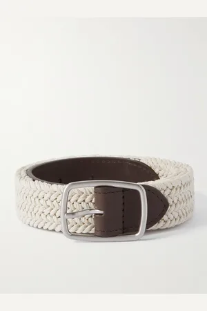 Loro Piana Geflochtener Gürtel aus Baumwolle mit Lederbesatz, 3 cm - Men - - EU 85