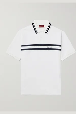 Gucci Polohemd aus Stretch-Baumwoll-Piqué mit Streifen und Logoprint - Men - - M