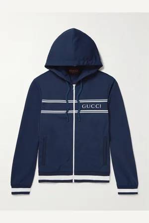 Gucci Hoodie aus technischem Piqué mit Logoprint, Reißverschluss und Streifen - Men - - XL