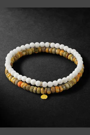 Sydney Evan Set aus zwei Armbändern mit Zierperlen aus mehreren Steinen, Details aus Gold und Emaille - Men