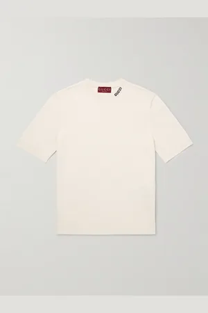 Gucci T-Shirt aus einer Seiden-Baumwollmischung mit Intarsienlogomotiv - Men - - S