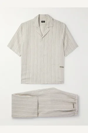 Ermenegildo Zegna Pyjama aus gestreiftem Leinen mit Logostickerei - Men - - S