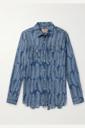 KAPITAL Magpie Western-Hemd aus Denim mit Jacquard-Muster in Distressed-Optik - Men - - 3