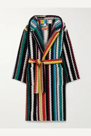 Missoni Curt Morgenmantel aus Baumwollfrottee mit gestreiftem Jacquard-Muster und Kapuze - Men - - L