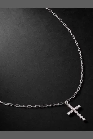Shay Mini Kette aus 18 Karat Weißgold mit Diamanten und Kreuzanhänger - Men