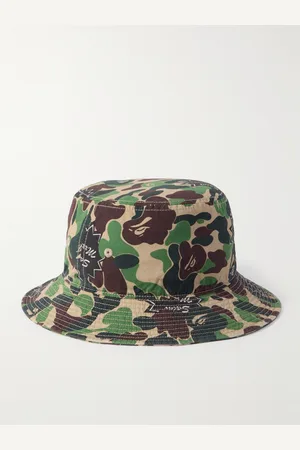 SAINT MXXXXXX A Bathing Ape Fischerhut aus Baumwolle mit Camouflage-Print und Logoverzierung - Men