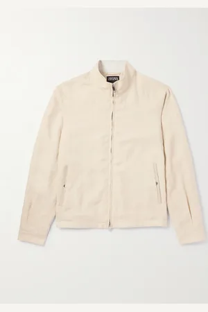 Ermenegildo Zegna Jacke aus „Oasi“-Leinen mit Lederbesatz - Men - - IT 48