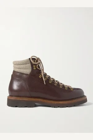 Brunello Cucinelli Schnürstiefel aus Leder mit Kaschmirbesatz - Men - - EU 44.5