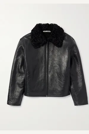 Acne Studios Jacke aus Craquelé-Leder mit Shearling-Besatz - Men - - IT 48