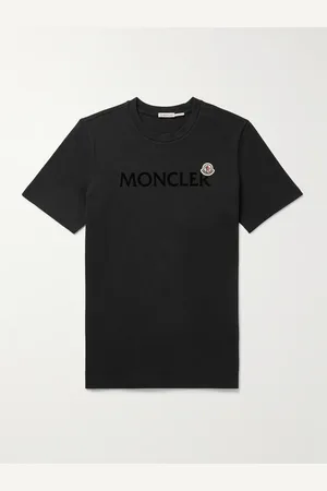 Moncler Schmal geschnittenes T-Shirt aus Baumwoll-Jersey mit Logoflockdruck und Applikation - Men - - XS