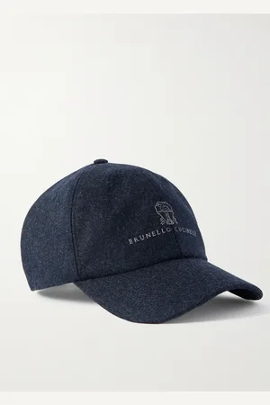 Brunello Cucinelli Baseballkappe aus Wollflanell mit Logostickerei und Lederbesatz - Men - - S