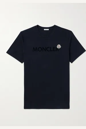 Moncler Schmal geschnittenes T-Shirt aus Baumwoll-Jersey mit Logoflockdruck - Men - - XS