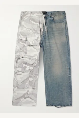 Balenciaga Hybrid weit geschnittene Hose aus Ripstop und Denim mit Kordelzugbund in Distressed-Optik - Men - - M