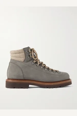 Brunello Cucinelli Schnürstiefel aus Veloursleder mit Kaschmirbesatz - Men - - EU 43