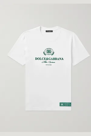 Dolce & Gabbana T-Shirt aus Baumwoll-Jersey mit Logoflockdruck - Men - - IT 44