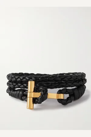 Tom Ford Wickelarmband aus geflochtenem Leder mit vergoldetem Verschluss - Men - - M