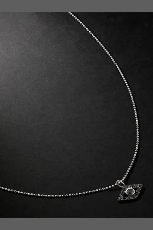 Sydney Evan Evil Eye rhodinierte Halskette mit Diamant-Anhänger - Men