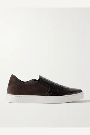 Manolo Blahnik Nadores Slip-ons aus Veloursleder und Leder mit Krokodileffekt - Men - - UK 7