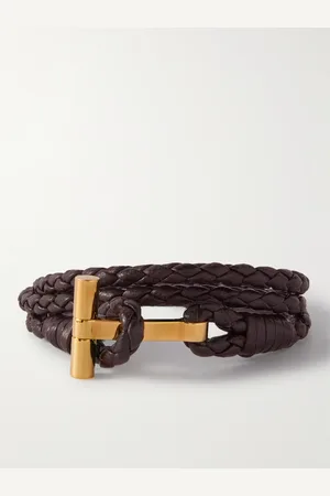 Tom Ford Wickelarmband aus geflochtenem Leder mit vergoldetem Verschluss - Men - - L