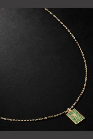 PATTARAPHAN Reverse Pavè Chata ID Anhängerkette aus 14 Karat mit Smaragden - Men