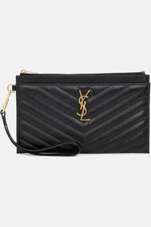 Saint Laurent Clutch Cassandre Large aus Leder